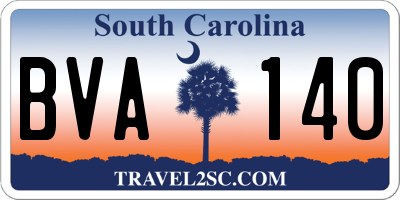 SC license plate BVA140
