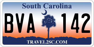 SC license plate BVA142