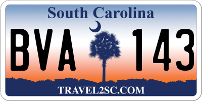 SC license plate BVA143