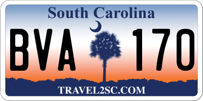 SC license plate BVA170
