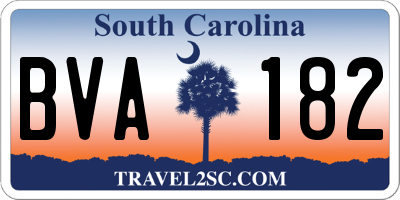 SC license plate BVA182
