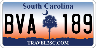 SC license plate BVA189