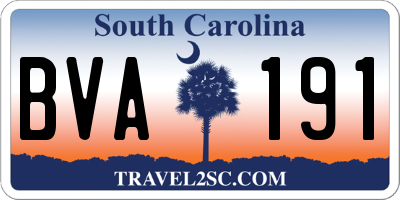 SC license plate BVA191