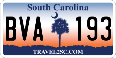 SC license plate BVA193