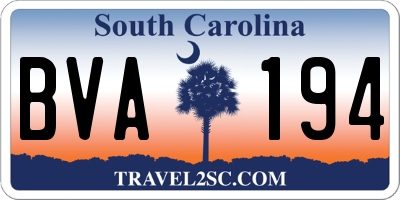SC license plate BVA194
