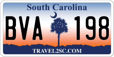 SC license plate BVA198