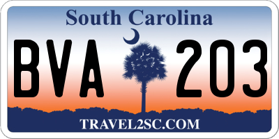 SC license plate BVA203