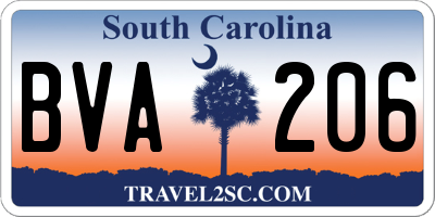 SC license plate BVA206