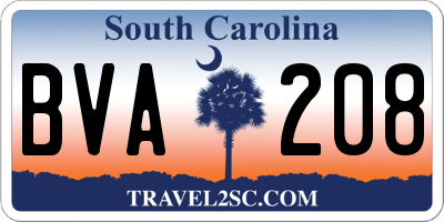 SC license plate BVA208