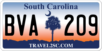 SC license plate BVA209