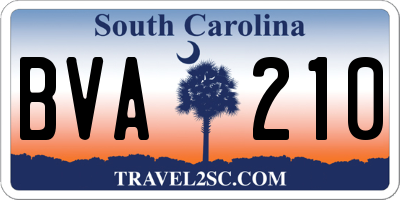 SC license plate BVA210