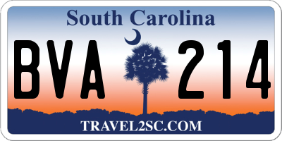 SC license plate BVA214
