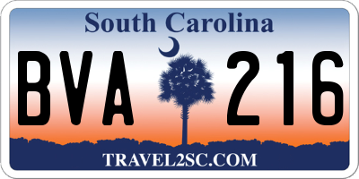SC license plate BVA216