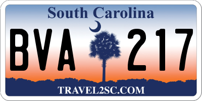 SC license plate BVA217