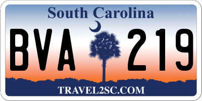 SC license plate BVA219