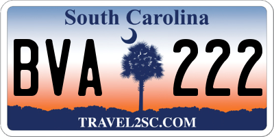 SC license plate BVA222