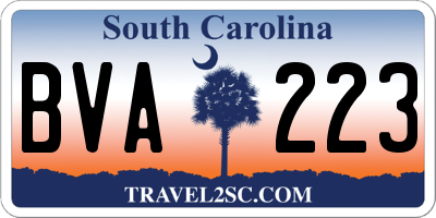 SC license plate BVA223