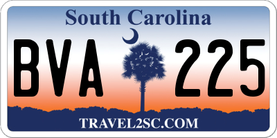 SC license plate BVA225