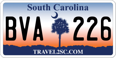 SC license plate BVA226