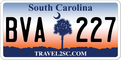 SC license plate BVA227