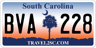 SC license plate BVA228