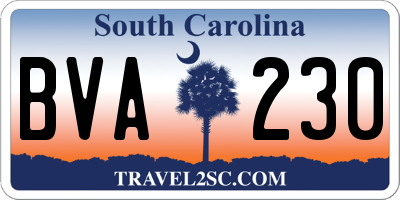 SC license plate BVA230