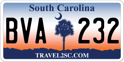 SC license plate BVA232