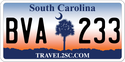SC license plate BVA233