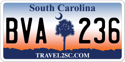 SC license plate BVA236