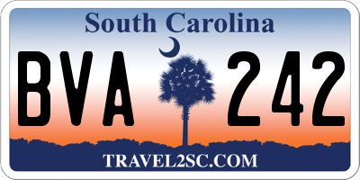 SC license plate BVA242