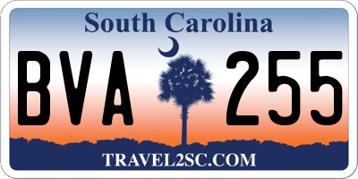 SC license plate BVA255