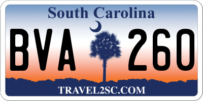 SC license plate BVA260