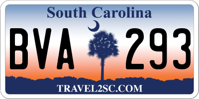 SC license plate BVA293