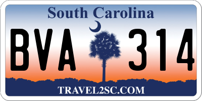 SC license plate BVA314