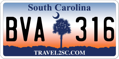 SC license plate BVA316