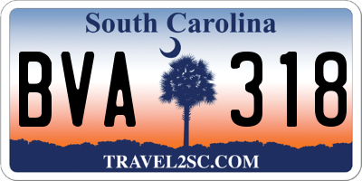 SC license plate BVA318