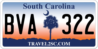 SC license plate BVA322