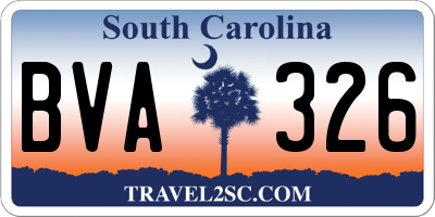 SC license plate BVA326