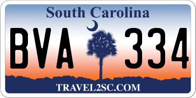 SC license plate BVA334