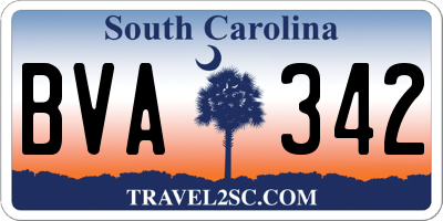 SC license plate BVA342