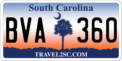 SC license plate BVA360