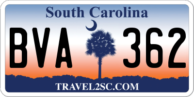 SC license plate BVA362