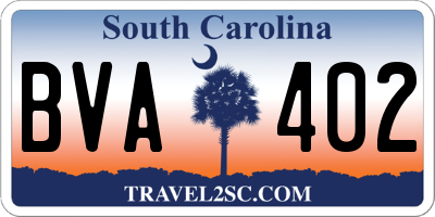 SC license plate BVA402