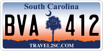 SC license plate BVA412