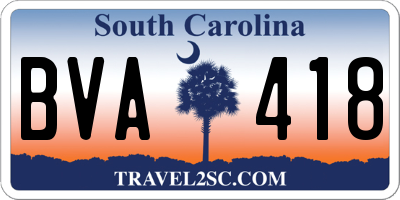 SC license plate BVA418
