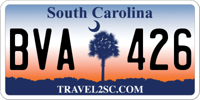 SC license plate BVA426