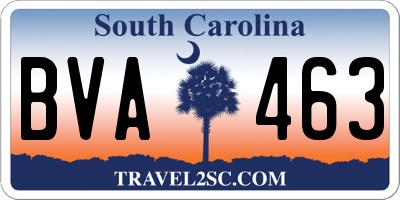 SC license plate BVA463
