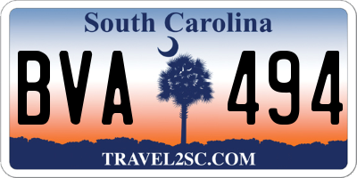 SC license plate BVA494