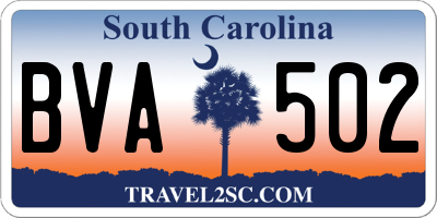 SC license plate BVA502