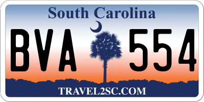 SC license plate BVA554